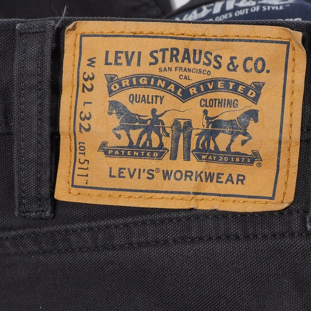 Levis 511 Workwear Jeans Men 32x32 Black Slim Cargo Canvas Utility Streetwear